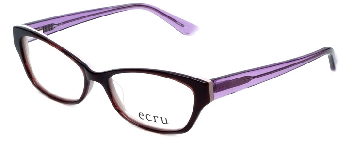 Profile View of Ecru Designer Blue Light Blocking Glasses Ferry-033 in Blush 53mm Ladies Cateye