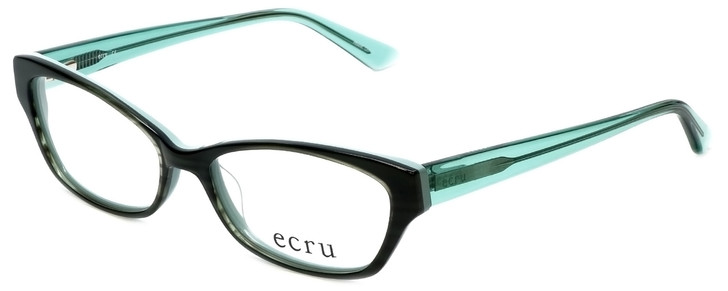 Profile View of Ecru Designer Blue Light Blocking Glasses Ferry-034 in Oyster 53mm Cateye 53mm