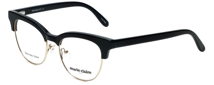 Profile View of Marie Claire Designer Blue Light Blocking Glasses MC6247-BKG in Black Gold 51mm