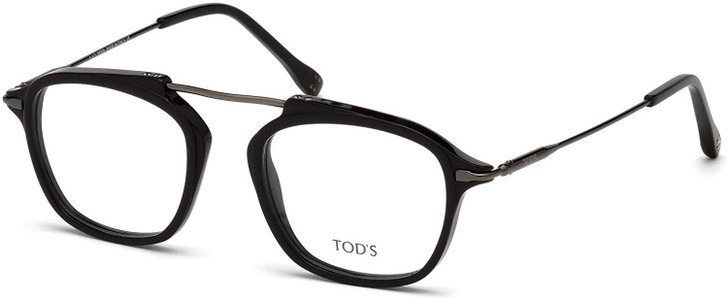 Tod's Designer Blue Light Blocking Glasses TO5182-001 in Black 49mm Square 49mm