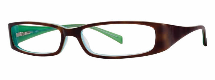 Profile View of Calabria Splash/Vivid 52 Designer Progressive Blue Light Glasses Tortoise Green