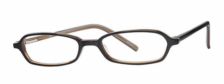 Profile View of Calabria Vivid 721 Designer Progressive Lens Blue Light Glasses in Black Brown