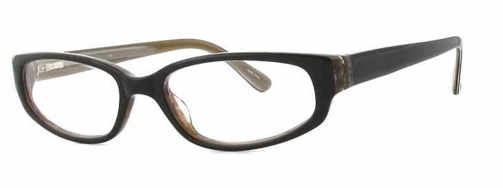 Profile View of Calabria Vivid 725 Designer Progressive Lens Blue Light Glasses in Black Brown