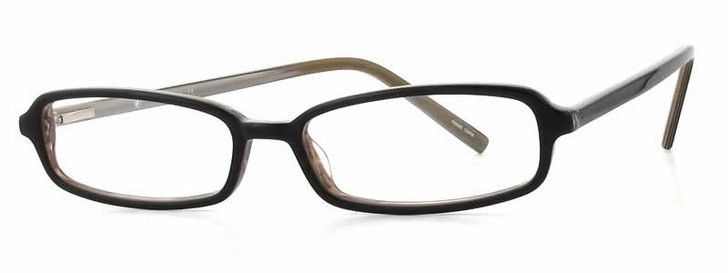 Profile View of Calabria Vivid 733 Designer Progressive Lens Blue Light Glasses in Black Brown