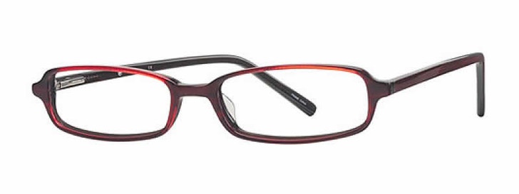 Profile View of Calabria Vivid 733 Designer Progressive Lens Blue Light Glasses in Black Red