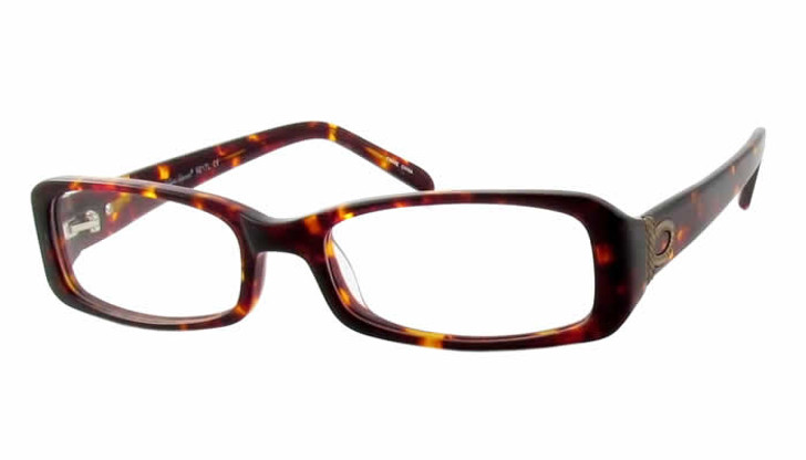 Profile View of Valerie Spencer Designer Progressive Lens Blue Light Glasses 9217 in Tortoise