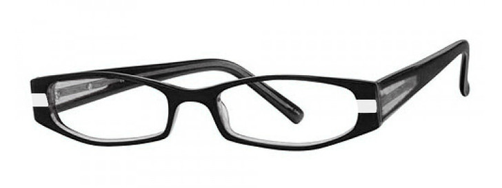 Profile View of Calabria Vivid 902 Designer Progressive Lens Blue Light Glasses in Black-White