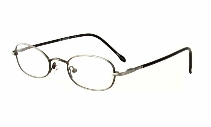 Profile View of Calabria FlexPlus 87 Pewter Designer Progressive Lens Blue Light Block Glasses