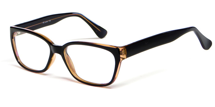 Profile View of Soho 118 Designer Progressive Lens Blue Light Blocking Glasses in Black-Brown