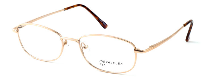 Profile View of Calabria MetalFlex Designer Progressive Lens Blue Light Glasses LL in Gold Oval