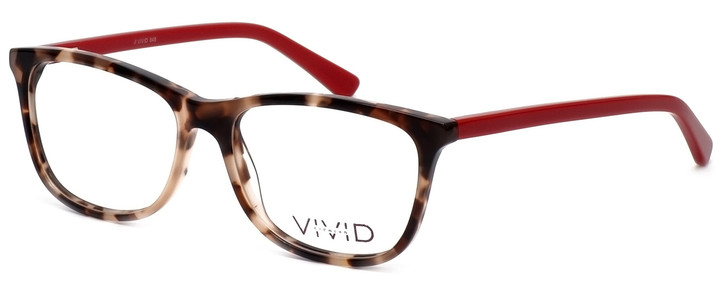 Profile View of Calabria Viv 848 Designer Progressive Lens Blue Light Glasses in Demi-Red Square
