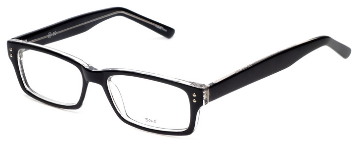 Profile View of Calabria Soho by Vivid 102 Designer Progressive Blue Light Glasses Black Crystal