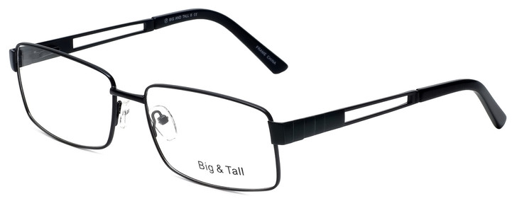 Profile View of Big&Tall Designer Progressive Blue Light Glasses 6 Matte Black Men's Metal 61mm