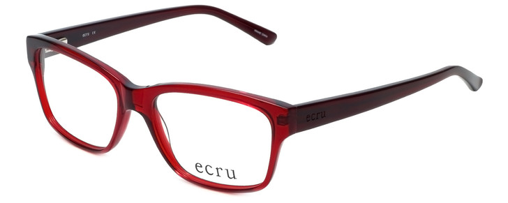Profile View of Ecru Designer Progressive Lens Blue Light Glasses Collins-062 in Red 53mm Square