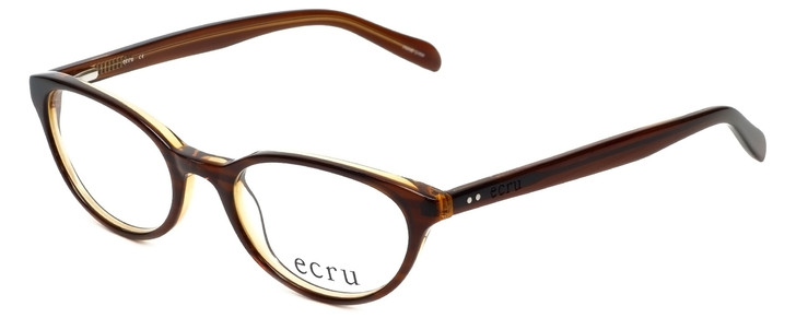 Profile View of Ecru Designer Progressive Lens Blue Light Glasses Daltrey-004 in Brown 50mm