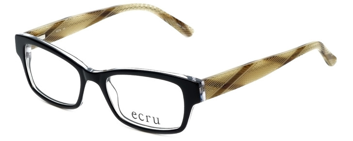 Profile View of Ecru Designer Progressive Lens Blue Light Glasses Stefani-028 Ink 50mm Rectangle