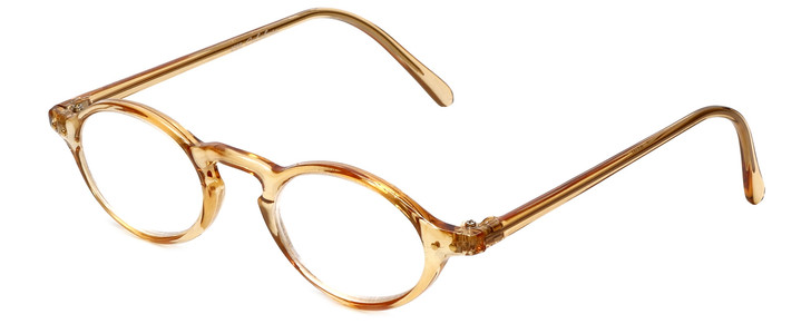 Profile View of Calabria 4365 Oval Designer Blue Light Blocking Glasses in Champagne Gold 42 mm