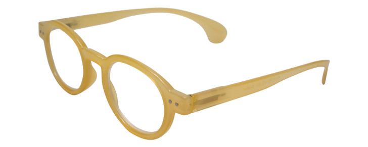 Profile View of Calabria Elite Designer Blue Light Blocking Glasses R217 Professor 46 mm Yellow