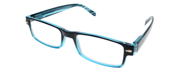 Profile View of Calabria Jordan 2 Rectangular Designer Blue Light Block Glasses 50mm in Rad Blue