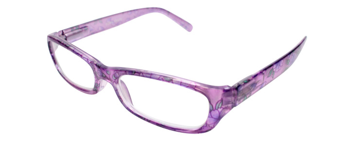 Profile View of Calabria Dora Round&Oval Designer Blue Light Block Glasses 50 mm in Grape Purple
