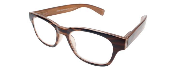 Profile View of Calabria Drew Square Designer Progressive Blue Light Glasses 48mm in Brown Smoke