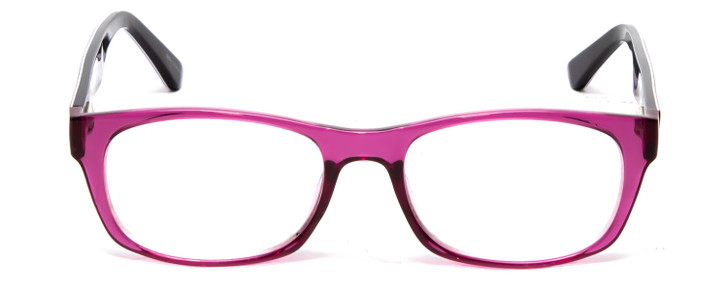 Front View of Ann Taylor ATR040 Designer Bi-Focal Prescription Rx Eyeglasses in Crystal Purple Hot Pink Fuchsia Stripe Ladies Classic Full Rim Acetate 52 mm