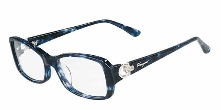 Salvatore Ferragamo Designer Eyeglass Collection SF2610R in Blue Horn :: Custom Left & Right Lens