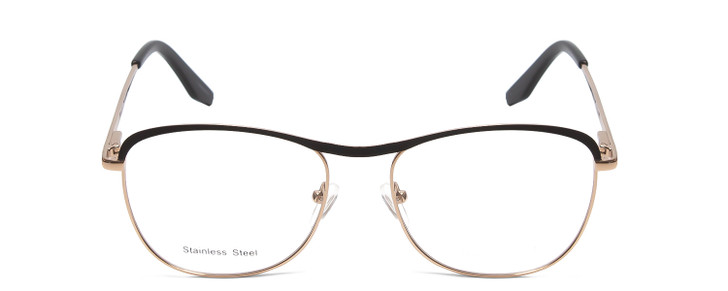 Front View of Scott&Zelda SZ7451 Designer Bi-Focal Prescription Rx Eyeglasses in Matte Black Gold Gloss Tips Unisex Classic Full Rim Metal 55 mm