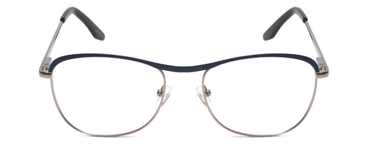 Front View of Scott&Zelda SZ7451 Unisex Classic Reading Glasses in Blue Gun Metal Silver 55 mm