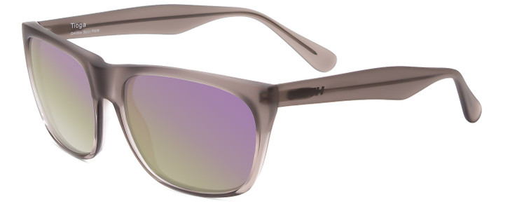 Profile View of Smith Optics Tioga Sunglasses Smoke Split Grey Fade/Carbonic Violet Purple 58 mm