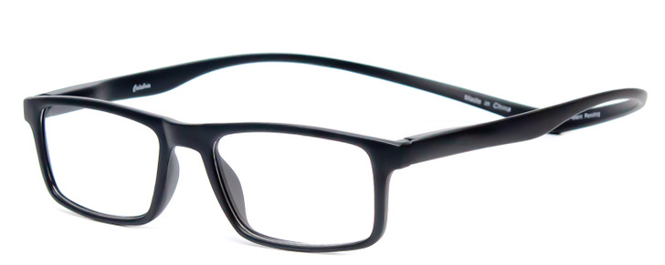 Profile View of Magz Gramercy Magnetic Neck Hanging Reading Glasses w/ Snap It Design in Matte Black