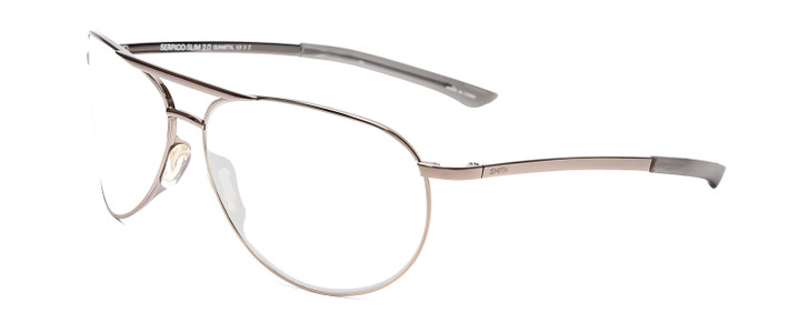 Profile View of Smith Optics Serpico Slim 2 Designer Reading Eye Glasses with Custom Cut Powered Lenses in Gun Metal Silver Black Unisex Aviator Full Rim Metal 60 mm