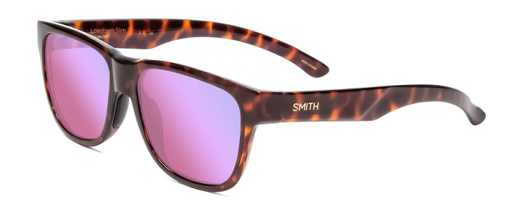 Profile View of Smith Lowdown Slim 2 Sunglasses Tortoise/Chromapop Polarized Purple Mirror 53 mm