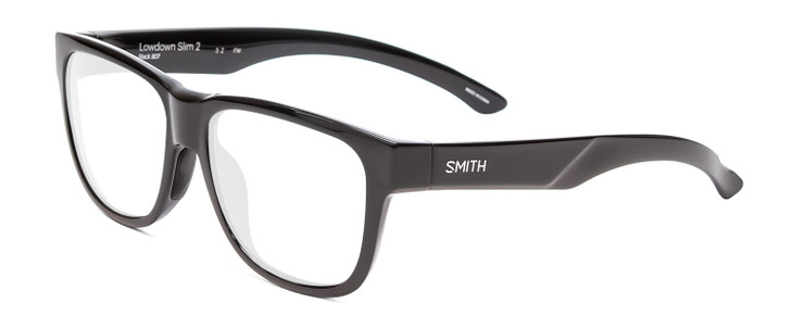 Profile View of Smith Optics Lowdown Slim 2 Designer Progressive Lens Prescription Rx Eyeglasses in Gloss Black Unisex Classic Full Rim Acetate 53 mm