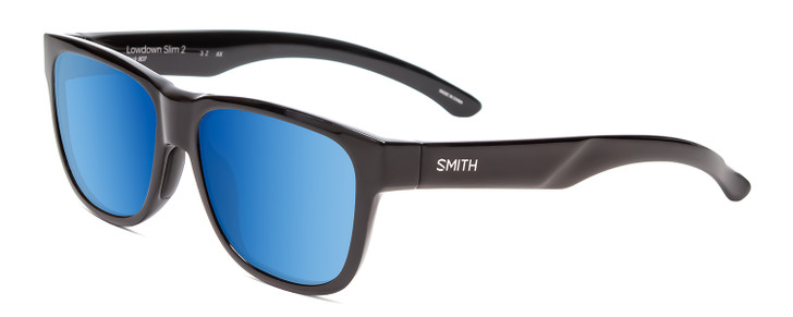 Smith Lowdown Slim 2 Sunglasses Gloss Black/Chromapop Polarized Blue Mirror 53mm