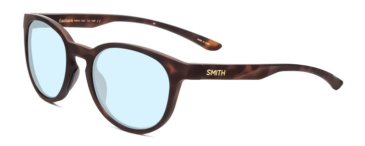 Profile View of Smith Optics Eastbank Designer Progressive Lens Blue Light Blocking Eyeglasses in Matte Tortoise Havana Brown Gold Unisex Round Full Rim Acetate 52 mm