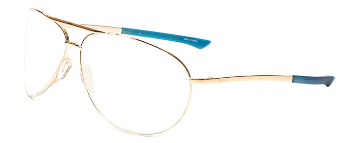Profile View of Smith Optics Serpico 2 Designer Reading Eye Glasses with Custom Cut Powered Lenses in Gold Unisex Aviator Full Rim Metal 65 mm