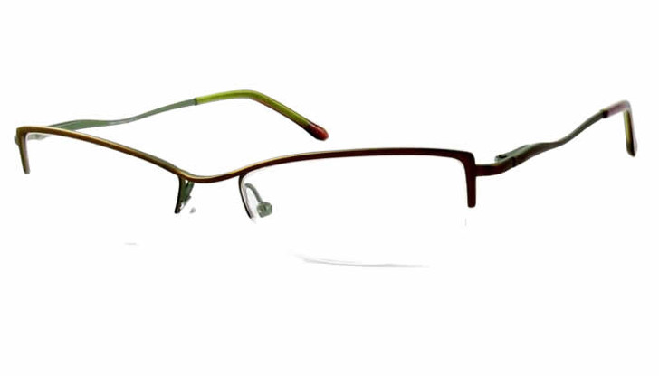 Valerie Spencer Designer Eyeglasses 9125 in Brown-Lime :: Custom Left & Right Lens