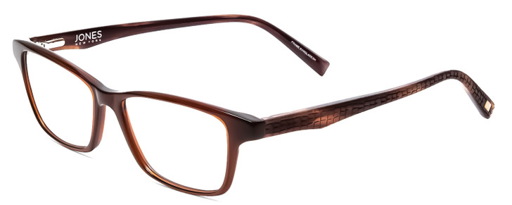 Profile View of Jones NY J230 Ladies Square Designer Reading Glasses Brown Alligator Print 48 mm