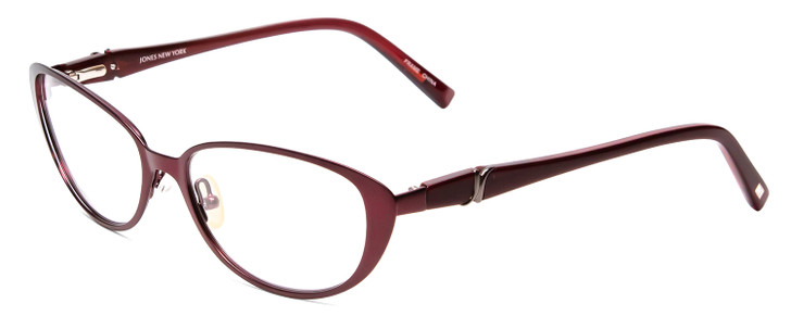 Profile View of Jones New York J475 Designer Bi-Focal Prescription Rx Eyeglasses in Burgundy Red Ladies Cateye Full Rim Metal 53 mm