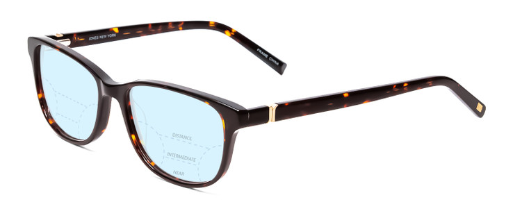 Jones NY J759 Unisex Progressive Blue Light Glasses in Tortoise Brown Gold 52 mm