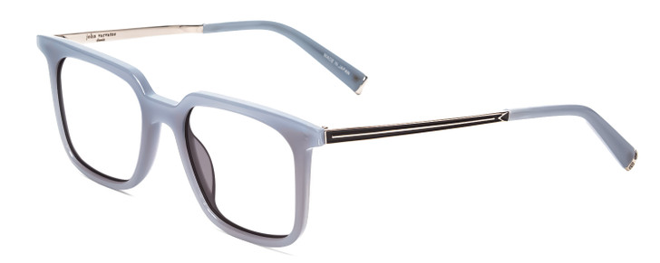 Profile View of John Varvatos V521 Designer Reading Eye Glasses in Storm Crystal Blue Unisex Square Full Rim Acetate 52 mm