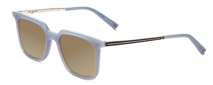 Profile View of John Varvatos V521 Designer Polarized Sunglasses with Custom Cut Amber Brown Lenses in Storm Crystal Blue Unisex Square Full Rim Acetate 52 mm