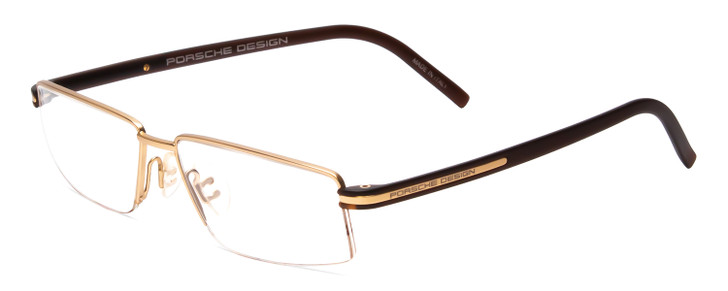 Profile View of Porsche P8126-A Unisex .5-Rimless Designer Reading Glasses Light Gold Brown 55mm