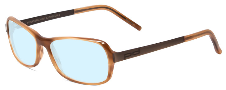 Profile View of Porsche Designs P8207-C Designer Blue Light Blocking Eyeglasses in Light Brown Unisex Cateye Full Rim Acetate 53 mm