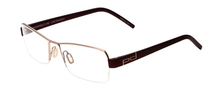 Profile View of Porsche P8210-C Unisex Semi-Rimless Designer Reading Glasses in Red Silver 53 mm