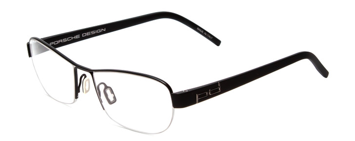 Profile View of Porsche Designs P8211-D Designer Single Vision Prescription Rx Eyeglasses in Matte Black Unisex Oval Semi-Rimless Metal 52 mm