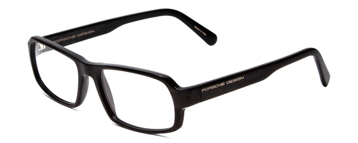 Profile View of Porsche Designs P8215-A Designer Single Vision Prescription Rx Eyeglasses in Black Carbon Fiber Unisex Square Full Rim Acetate 55 mm