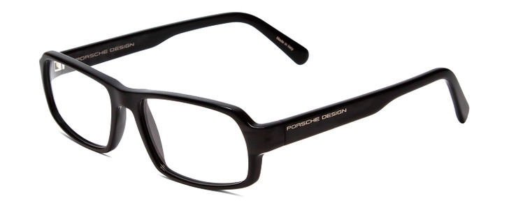 Profile View of Porsche Designs P8215-A Designer Bi-Focal Prescription Rx Eyeglasses in Black Carbon Fiber Unisex Square Full Rim Acetate 55 mm