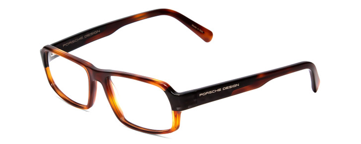 Profile View of Porsche Designs P8215-B Designer Bi-Focal Prescription Rx Eyeglasses in Havana Tortoise Brown Gold Carbon Fiber Unisex Square Full Rim Acetate 55 mm